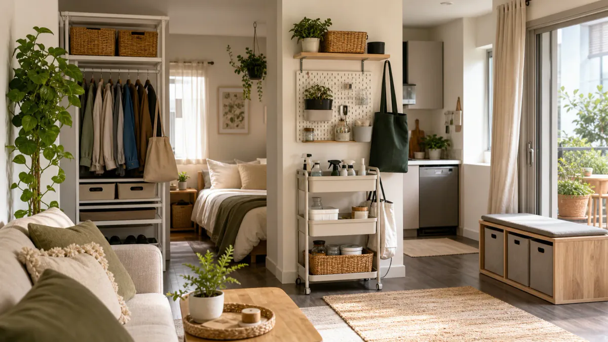AI-generated illustration: Second compact-home view supporting Small-Apartment Storage Products: What Is Worth Buying?