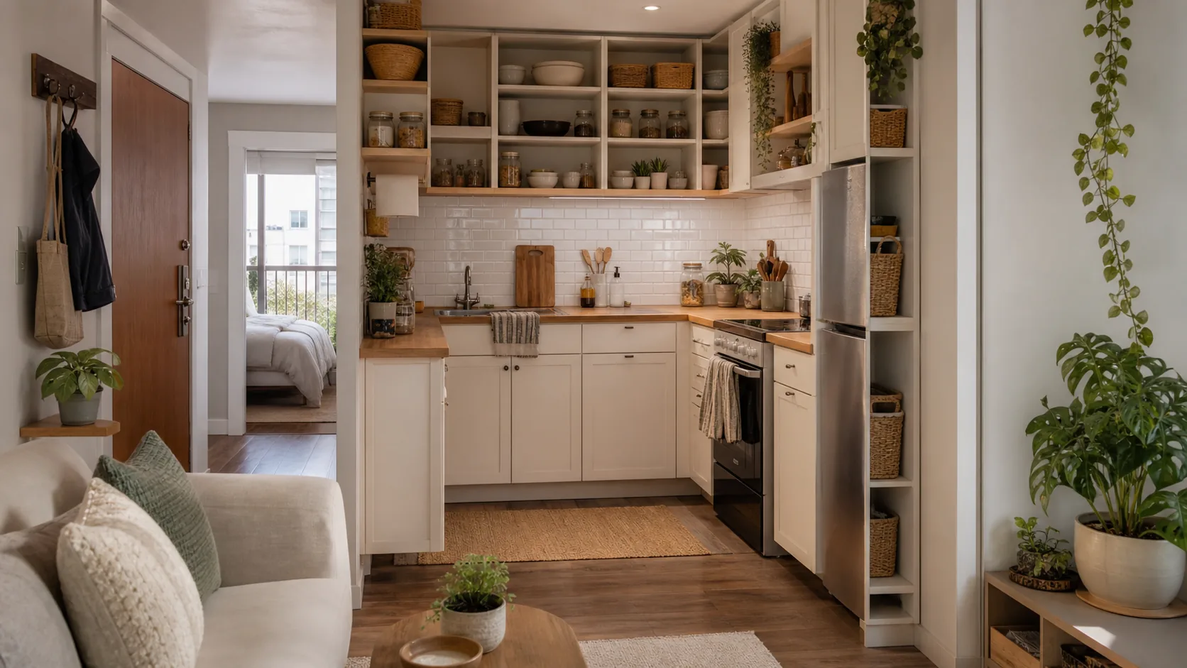 A Wraparound Storage Plan for a Tiny Kitchen practical example
